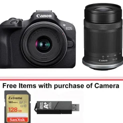 New EOS R100 Mirrorless Digital Camera with 18-45mm Lens and 55-210mm Lens Mirrorless