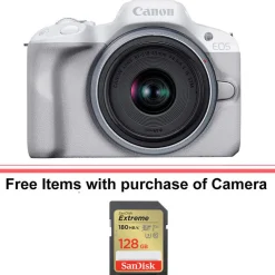 Online EOS R50 Mirrorless Digital Camera with 18-45mm Lens (White) Mirrorless