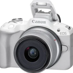 Online EOS R50 Mirrorless Digital Camera with 18-45mm Lens (White) Mirrorless