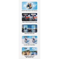 Hot X5 360 degree 8K Camera Essentials Bundle Action Cameras