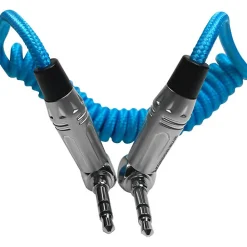 Clearance Coiled 3.5mm Right-Angle TRS Stereo Audio Cable (12 to 24 in.) Audio Cables