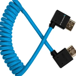 Sale Coiled Right-Angle High-Speed HDMI Cable (12 to 24 in., Blue) Cables
