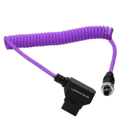 Outlet D-Tap to Straight Locking DC Male 2.1mm Purple Coiled Video Cables