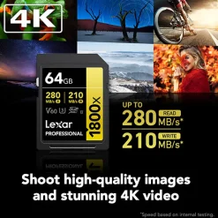 New 64GB Professional GOLD Series 1800x UHS-II SDXC Memory Card Memory Cards|Memory Cards