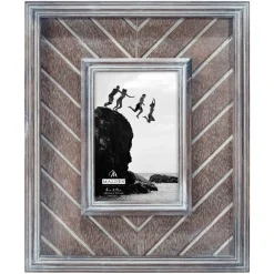 New 4 x 6 in. Herringbone Picture Frame (Gray Wash) Frames Albums