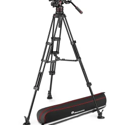 Discount 612 Nitrotech Fluid Video Head and Aluminum Twin Leg Tripod with Middle Spreader Video Tripods & Supports