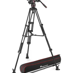 Hot 608 Nitrotech Fluid Video Head and Aluminum Twin Leg Tripod with Middle Spreader Video Tripods & Supports