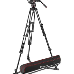 Best 608 Nitrotech Fluid Video Head and Aluminum Twin Leg Tripod with Ground Spreader Video Tripods & Supports