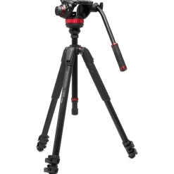 Fashion 3-Section Aluminum Video Tripod Kit with Fluid Head Tripod Kits
