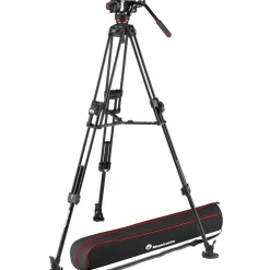 Fashion 504X Fluid Video Head & 645 Aluminum Tripod with Mid-Level Spreader Video Tripods & Supports