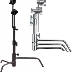 Best Chrome and Black Pocket C-Stands (5 in., 2-Pack) Light Stands