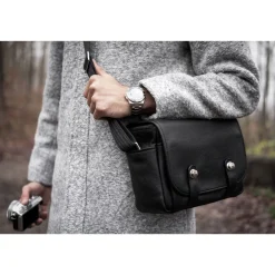 Sale Harry and Sally Leather Shoulder Camera Bag (Black with 