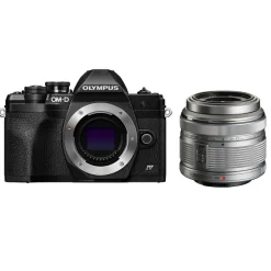 Outlet OM-D E-M10 Mark IV Mirrorless Micro Four Thirds Digital Camera Body (Black) with M. Zuiko Digital ED 14-42mm f/3.5-5.6 II Micro 4/3 Lens (Silver) Mirrorless