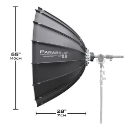 Fashion 55 in. Deep Parabolic Reflector with Focus Mount Pro and Cage Mount Strobe Adapter for Profoto Octagonal Soft Boxes