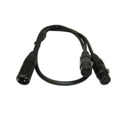 Hot 3-Pin XLR Male to Dual 3-Pin XLR Females Cable (3 ft.) Audio Cables