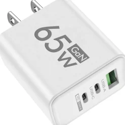 Hot Henruisi USB-C/USB-A GaN 65W 3-Port Fast Charging Wall Charger (White) Misc. Computer Accessories