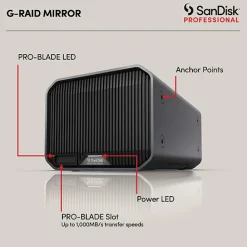 Clearance 16TB G-RAID Mirror 2-Bay RAID Array (2 x 8TB, Thunderbolt 3) Storage Drives|Storage Drives