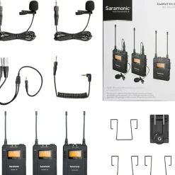 Fashion UWMIC9 RX9 + TX9 + TX9, 96-Channel Digital UHF Wireless Dual Lavalier Mic System (514 to 596 MHz) Wireless Audio Systems