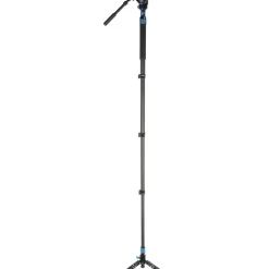 Best P-424FL 4-Section Carbon Fiber Monopod with VH-10 Video Head Monopods