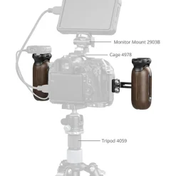 New Wooden Side Handle with 1/4 in.-20 Screw Mounts Camera Support Accessories