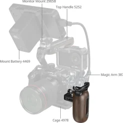 New Wooden Side Handle with 1/4 in.-20 Screw Mounts Camera Support Accessories