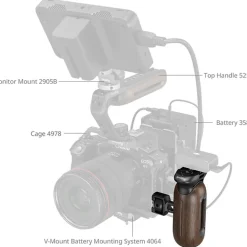 Online Wooden Side Handle with Two-in-One 1/4 in.-20 and 3/8 in.-16 Screw Camera Support Accessories