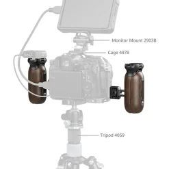 Online Wooden Side Handle with Two-in-One 1/4 in.-20 and 3/8 in.-16 Screw Camera Support Accessories