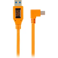 New 20 in. Tetherpro USB 2.0 to Mini-B Right Angle Adapter Cable (High-Visibilty Orange) Cables