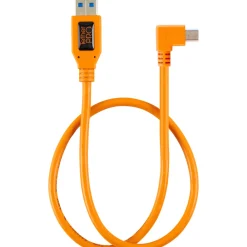 New 20 in. Tetherpro USB 2.0 to Mini-B Right Angle Adapter Cable (High-Visibilty Orange) Cables