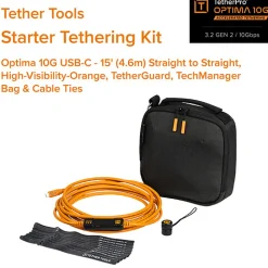 Hot TetherPro Optima 10G Starter Tethering Kit (15', High-Visibility Orange) Cables