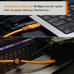 Hot TetherPro Optima 10G Starter Tethering Kit (15', High-Visibility Orange) Cables