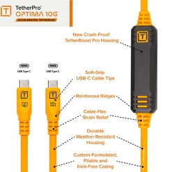Hot TetherPro Optima 10G Starter Tethering Kit (15', High-Visibility Orange) Cables