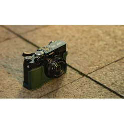 Clearance Leather Camera Case for Fujifilm X100VI (Green) Camera Bags