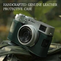 Clearance Leather Camera Case for Fujifilm X100VI (Green) Camera Bags