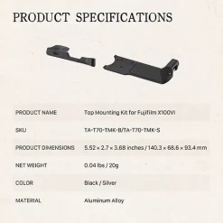 Fashion Top Mounting Kit for Fujifilm X100VI (Black) Camera Support Accessories