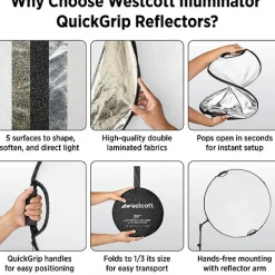 New 40 in. Illuminator QuickGrip 5-in-1 Reflector Collapsible Reflectors